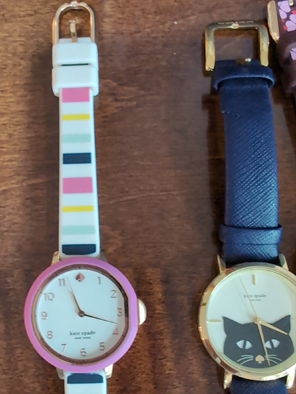 Kate Spade Multi-Color Stripe, Navy Cat & Pink Floral Watches - Picture 4 of 7
